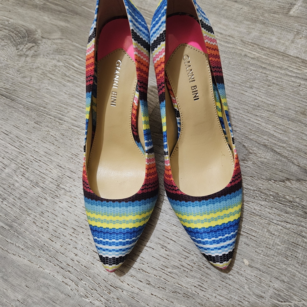 Gianni Bini Vibrant Striped Heels